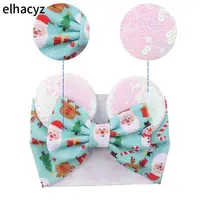 2026 Bandeaux pour bébé à oreilles de Mickey de dessin animé, avec nœud à paillettes de 5 pouces, Turban pour bébé, Accessoires de cheveux DIY pour Festival, Cosplay, Fête de Noël 5