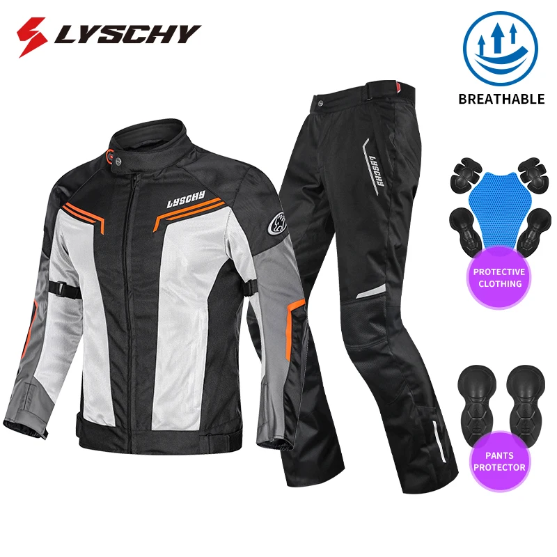 LYSCHY CE 바이커 재킷 바지 정장, 고품질 여름 메쉬 라이딩 의류, 편안한 반사 오토바이 재킷 바지