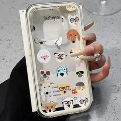 Cute Dogs Pattern Clear Phone Case - Candy Color Soft Cover - iPhone 15 Plus (Transparent White)