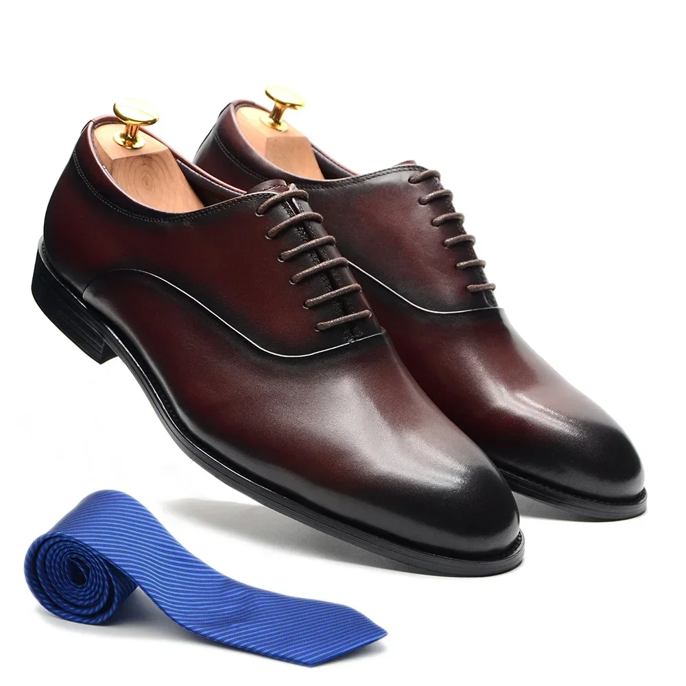 Italian Classic Mens Oxford Dress Shoes Genuine Leather Lace  display picture 1
