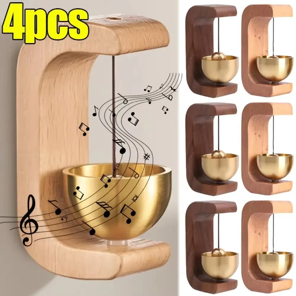 Solid Wooden Doorbell Aesthetic Brass Wind Chimes Magnetic Wireless Entrance Door Bell Pendant Home Hanging Decoration wind bell wind chimes wind chime brass bell