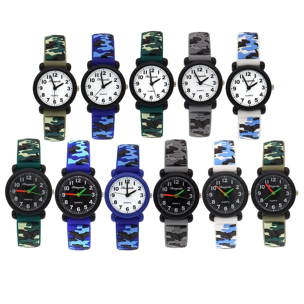 Boys Girls Fashion Camouflage Silicone Strap Quartz Watches Children Kids Students Digital Cool Waterproof Clocks 5