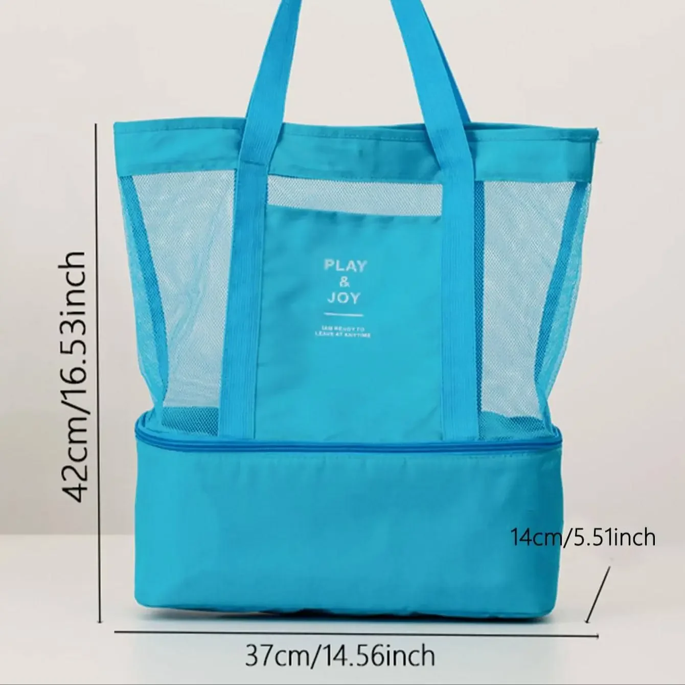 1pc-Outdoor Picnic Beach Bag Large Capacity Transparent Mesh Bag Double-layer Insulated Tote Bag Office Lunch Snacks Picnic Bag