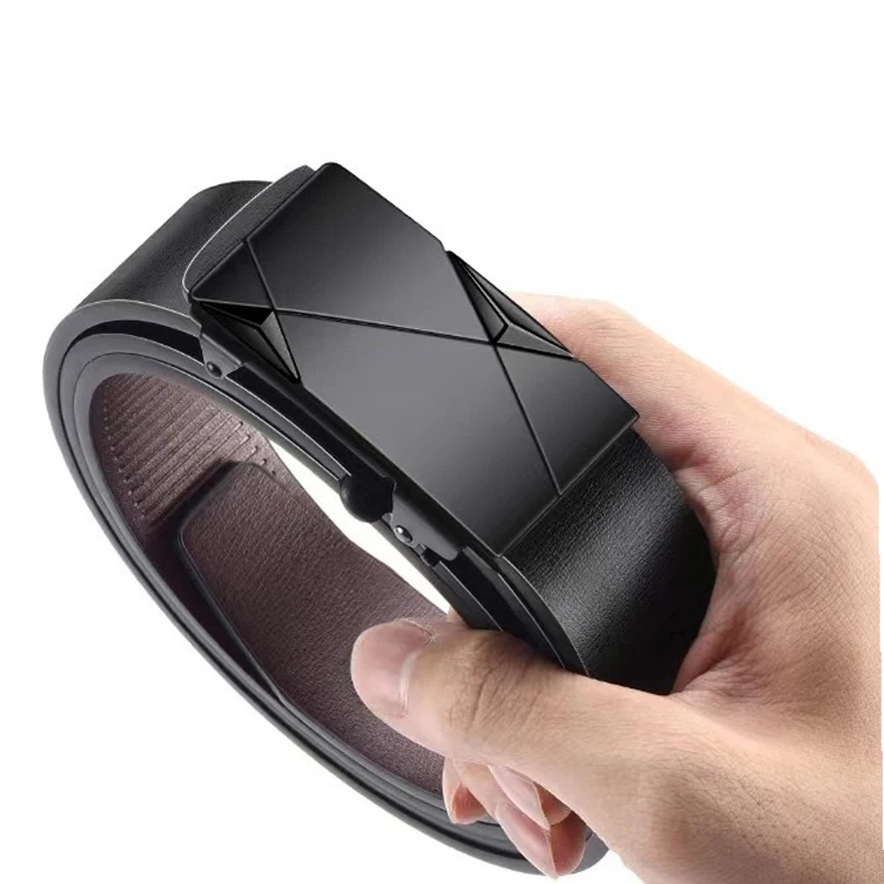 Automatic Buckle Belt For Men, Business Minimalist Leather Style_voghion.com