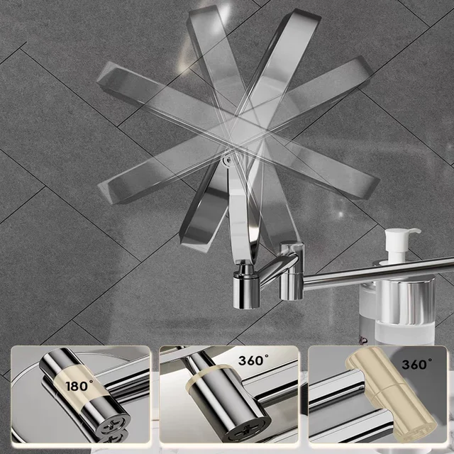 Miroir de douche mural avec chargeur USB de 8 pouces, avec lumières, miroir de maquillage LED grossissant Double face 1X/10X, miroir de vanité 6