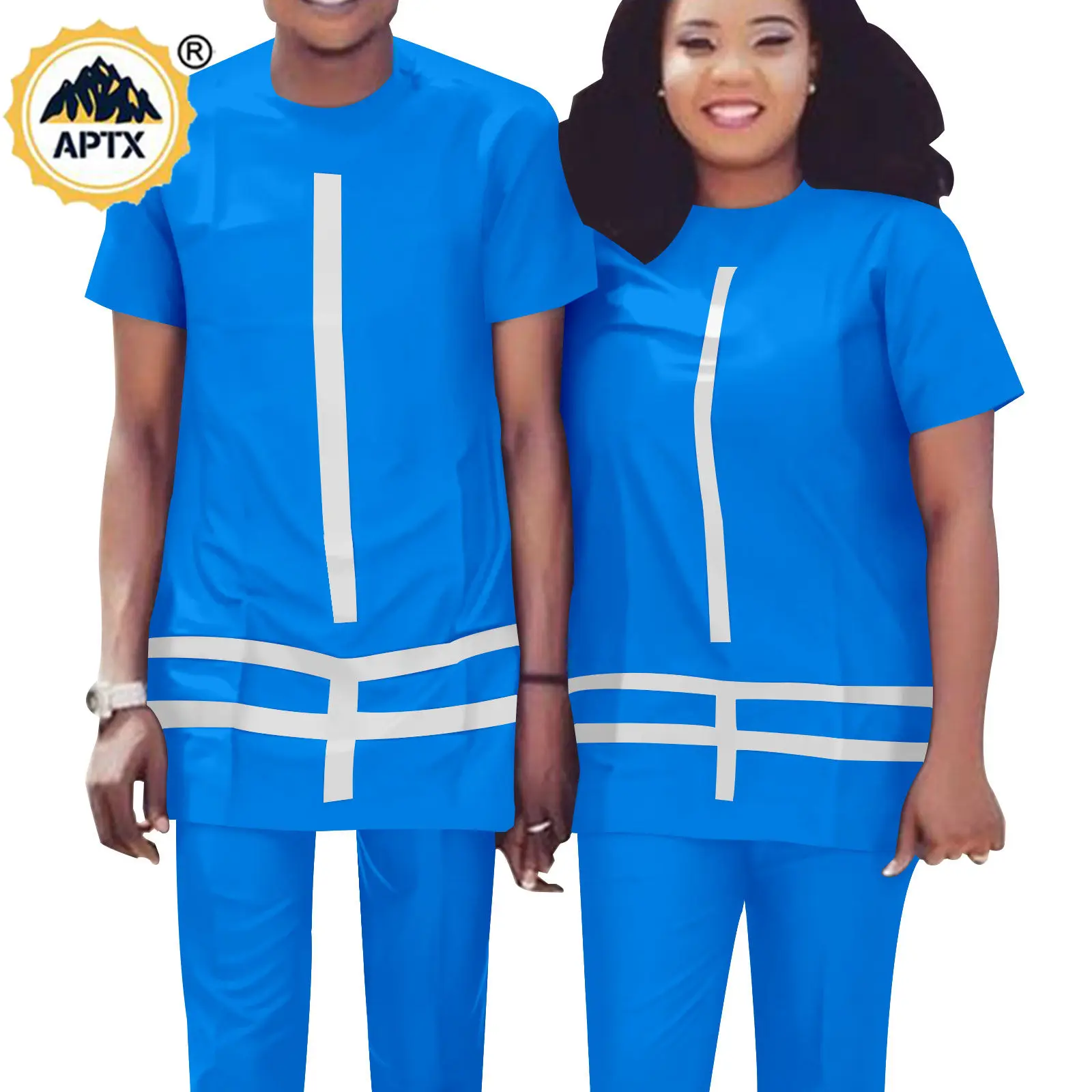 African Clothes for Couples Dashiki Women Top Shirts and Pants Sets Match Men Outfits Bazin Riche Kaftan Lover Clothes Y22C034 african suits for men traditional embroidery shirts and pants 2 piece set tribal kaftan dashiki outfits african clothes a2216049