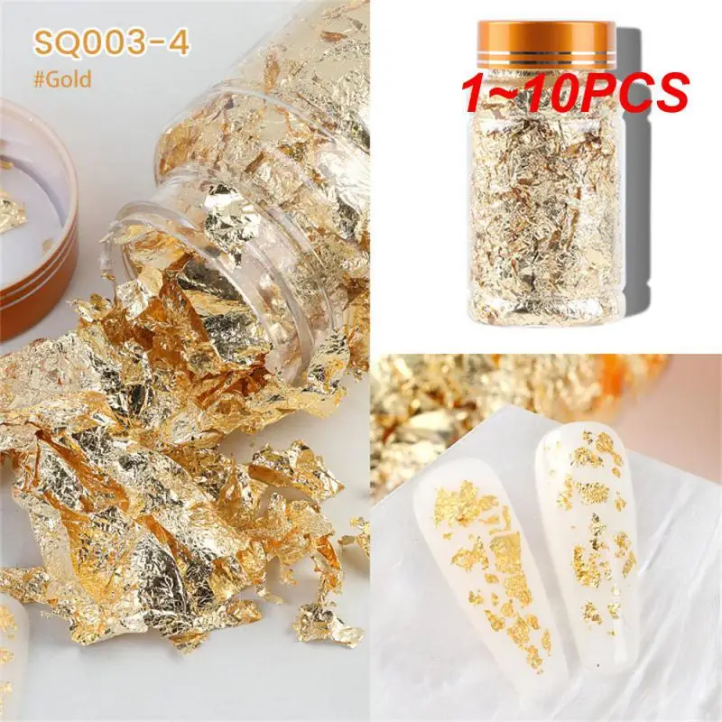 1 ~ 10Pcs Nail Art Tin Foil Paper Ins Color Oro Pezzi Interi Spice Girl Style Gold Silver Foil Paper Decorazioni Per Unghie