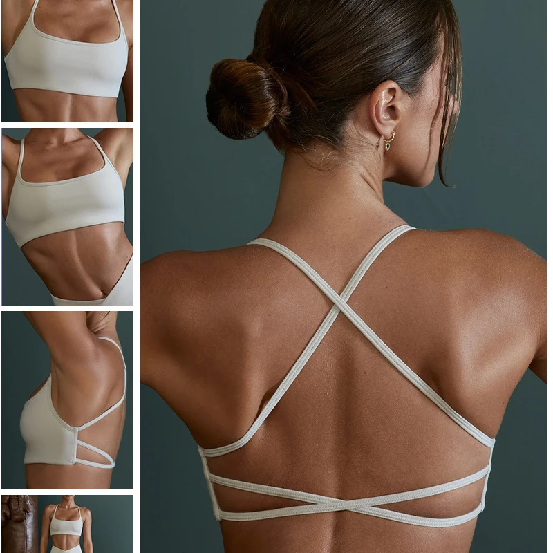 Yoga Clothes Women Sexy Back Fitness Exercise Yoga Vest Shockproof Gathered Running Bra