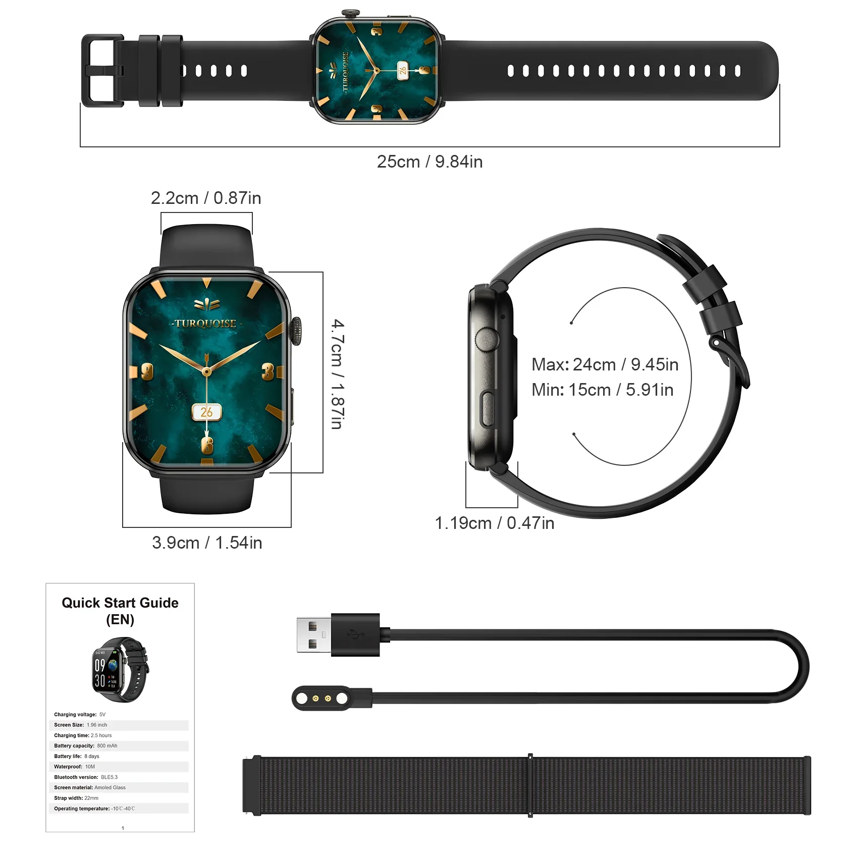 Smart Watch 2025 Blackview R60 Bluetooth Call 1.96'' AMOLED HD Screen Blood Oxygen Health Monitoring Fitness Men Women
