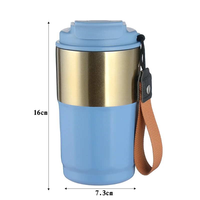 

Vacuum stainless steel insulated cup, double drinking coffee cup, straw lifting rope, car mounted