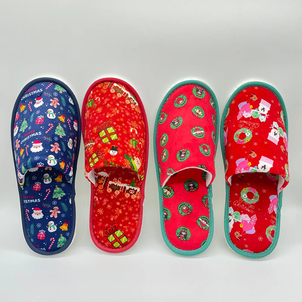 

Christmas Plush Slippers Fashion Lightweight Soft Flat Fluffy Slipper Home Indoor Anti-Slip Xmas Sandals Shoes for Men Women
