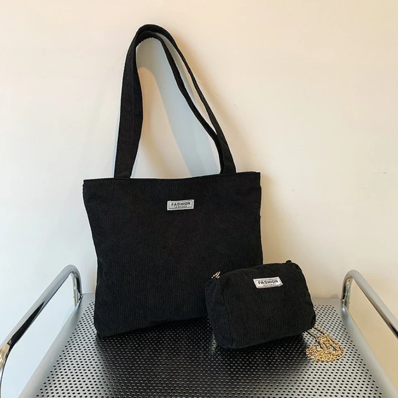 New Fashionable Flow Large Capacity Casual Lightweight Corduroy Handbag Fashionable Street One Shoulder Package