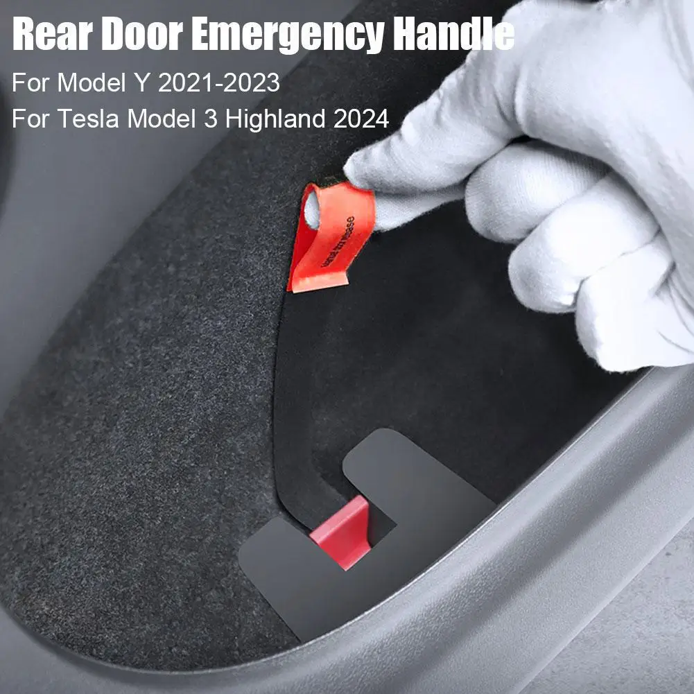 2PCS Rear Door Emergencies Safety Pull Rope For Tesla Highland For Model Y-Emergency Handle Car Accessory