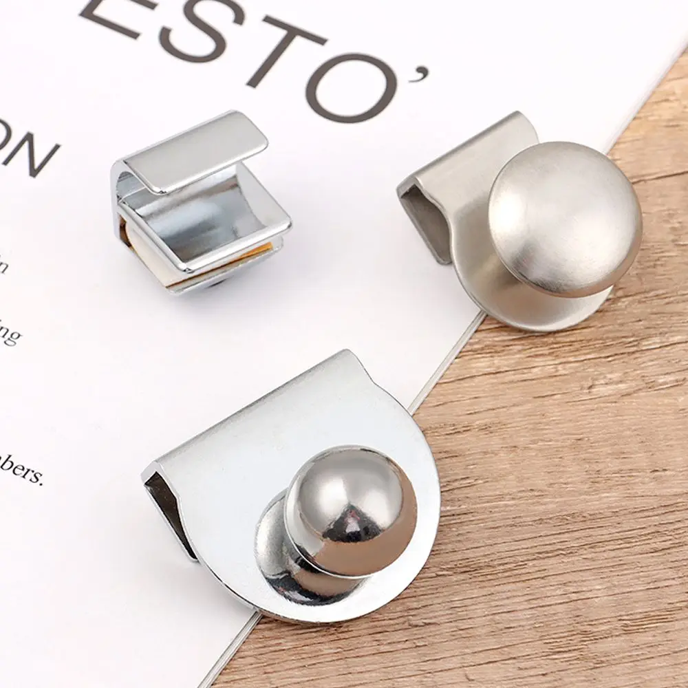 Creative Glass Door Handle Clip No Drilling Showcase Cabinet Drawer Pull Plank Clip Portable Board Clamp Steel Glass Door Knob cabinet handles
