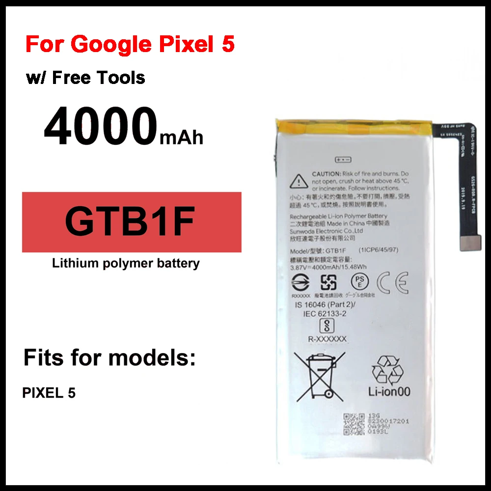 

Аккумулятор GTB1F 4000 мАч для Google Pixel 5 Pixel5, высококачественный аккумулятор + Бесплатные инструменты