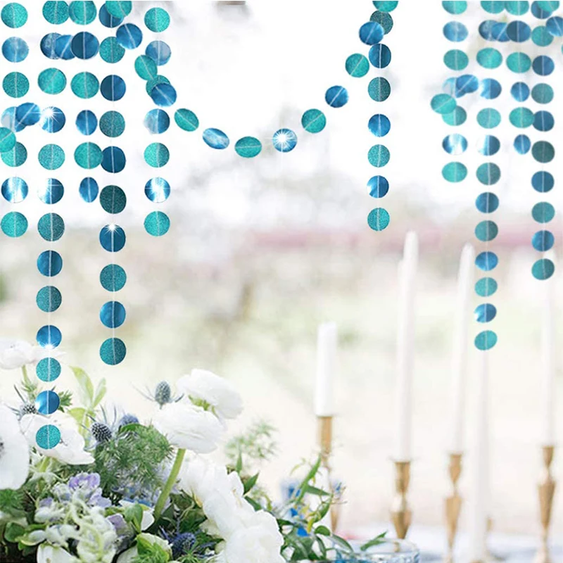13Ft Indigo Teal Blue Wedding Birthday Party Decorazioni Teal Blue Circle Ghirlande Appese Per Fidanzamento Addio Al Nubilato Streamer