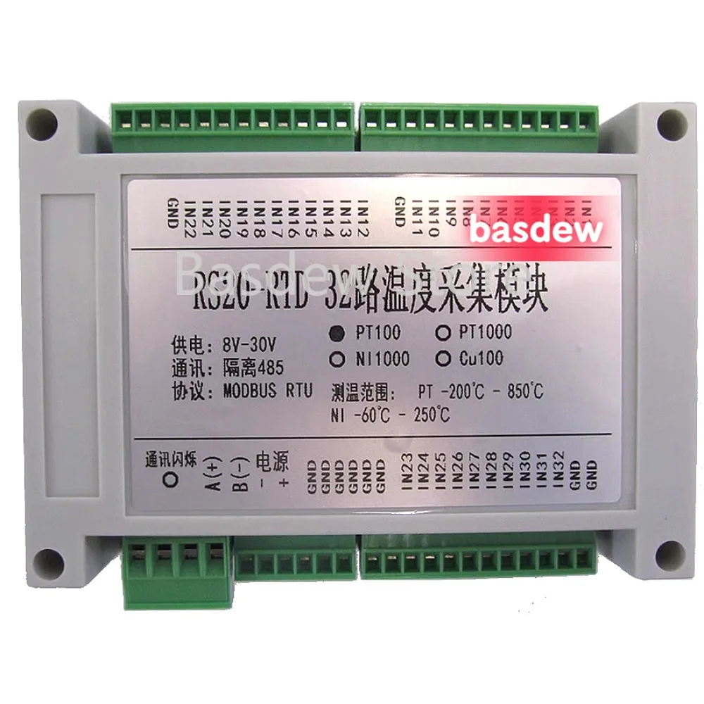

Temperature Acquisition Module PT1000 To RS485 Transmitter 32-channel Platinum Thermal Resistance PT100