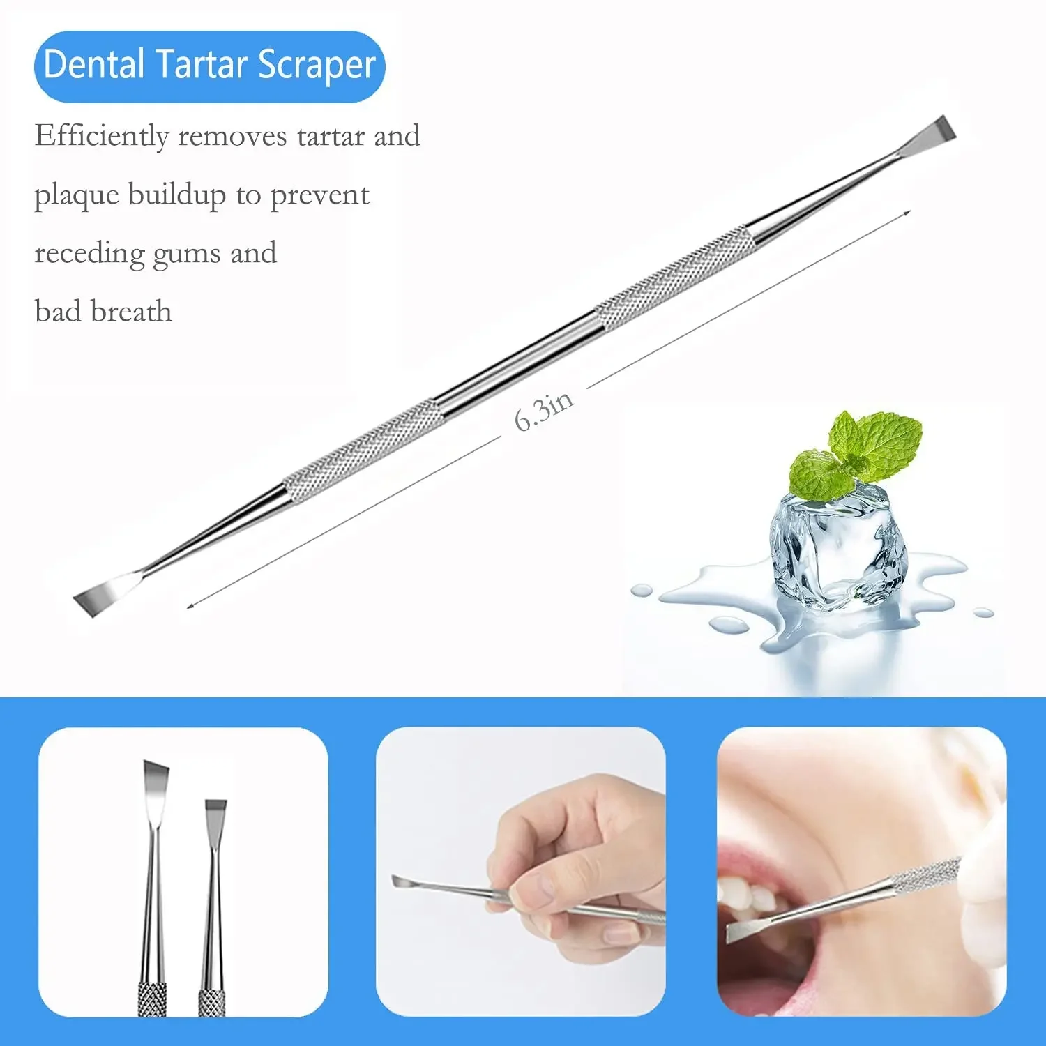 Stainless Steel Dentist Clean Tools Dental Mirror Double Probe Sickle Hoe Tooth Cleaner Dental Tool Products Oral Care Kit dental cleaning tools