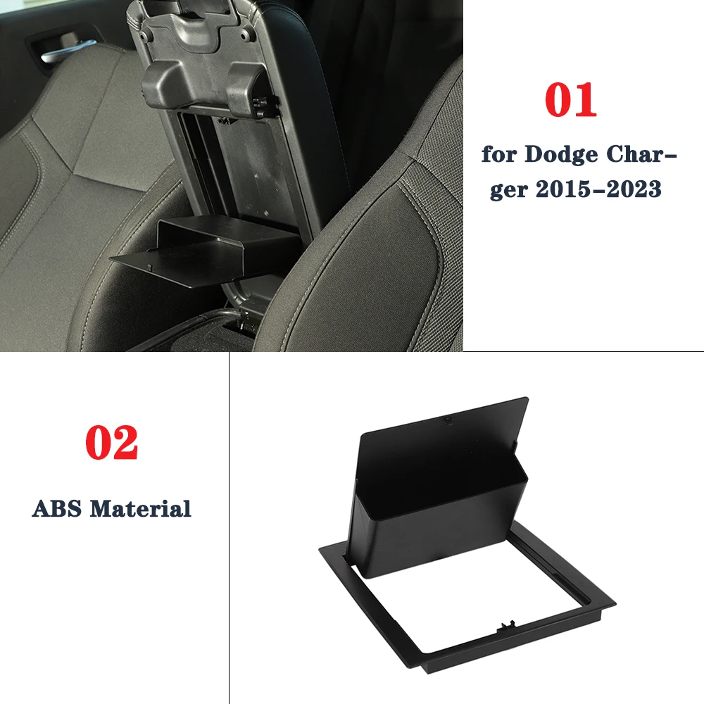 for Dodge Charger 2015-2022 Armrest Box Organizer Storage Box Phone Holder  Tray Car Interior Mouldings Accessories ABS Black