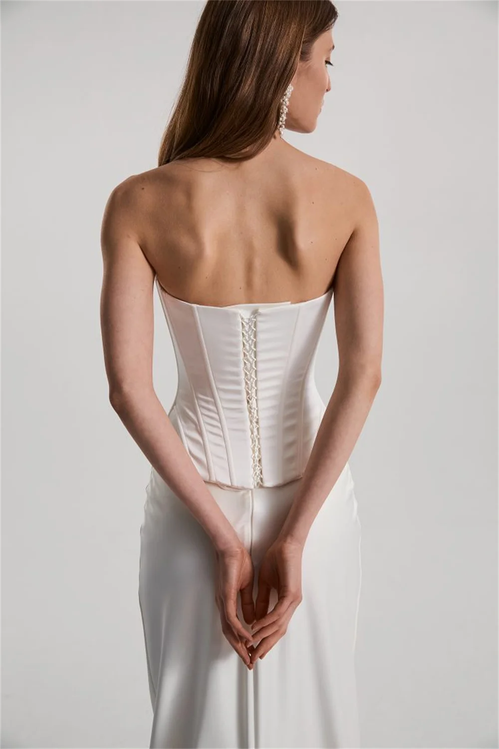 Kyoto Customized Exquisite Lace Unique Wedding Dress White Long Sleeves vestidos de noche Lace-Up Back Mini After Party Gown
