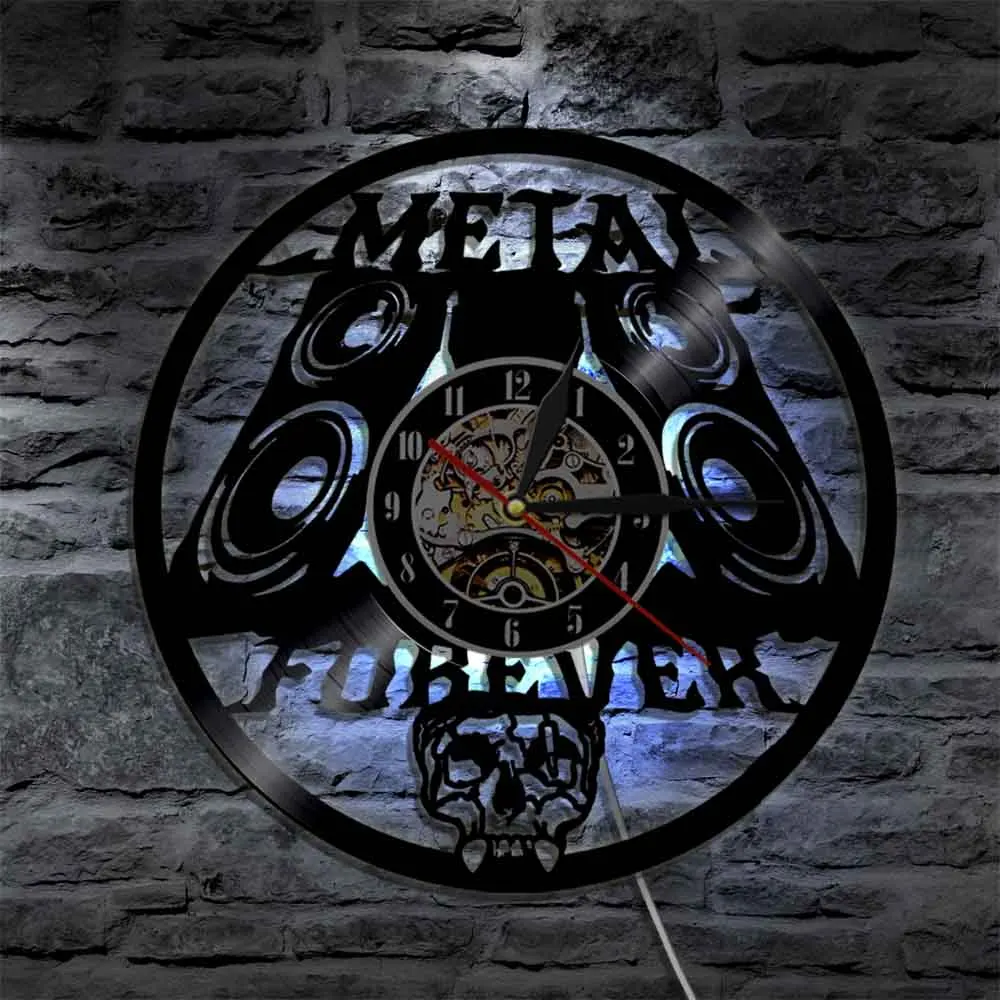 Heavy Metal Music Wall Sign Rock N Roll Music Studio Wall Decor Rock Band Orologio Da Parete Musica In Metallo Orologio Da Parete Con Dischi In Vinile