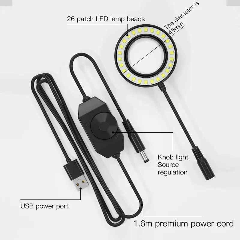 Maant MY-035 LED Microscope Aluminium Alloy Ring Lamp 45mm 26LED Dustproof Oil Proof Smoke Prevention Lighting Light Source microscope lamp