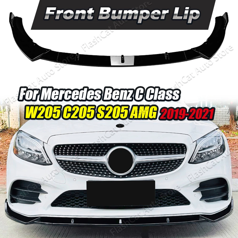 

Передний спойлер для Mercedes Benz, автомобильный спойлер C класса W205 C205 S205 C43, разветвитель бампера C180 C200 C300 2019 2020 AMG LCI Trim