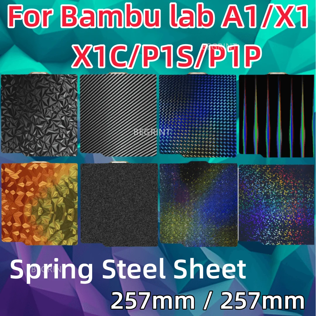 Build Plate Sheet For Bambu Lab X1C P1P x1 Holographic Pey Sheet Pet Pei Texture Peo Sheet Heated Bed