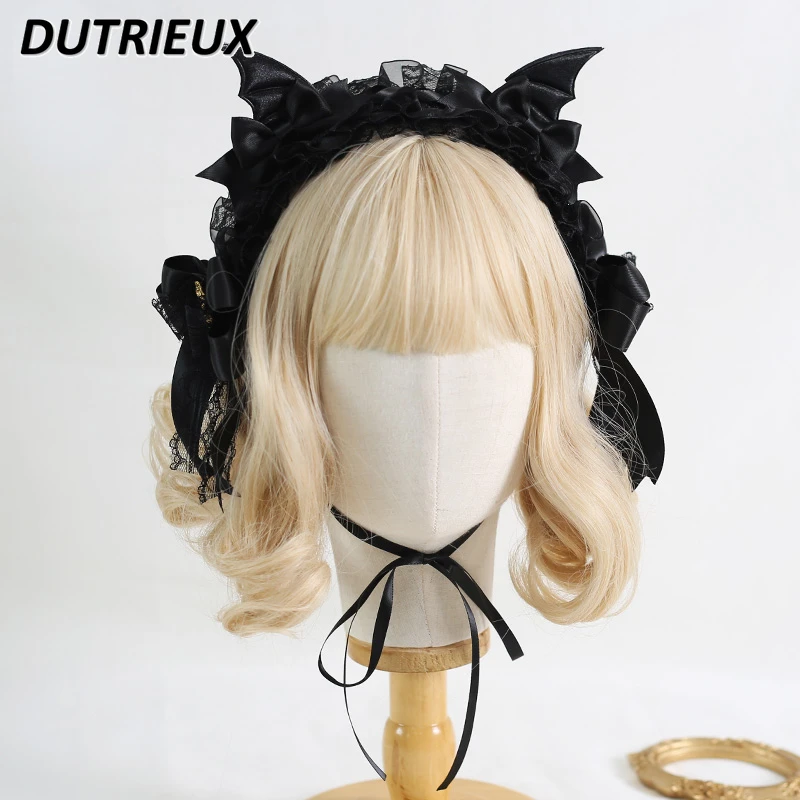 

Original Dark Lolita Gothic Style Cosplay Hair Band Hair Clip Halloween Headdress Bow Hair Accessories for Sweet Girls Headband