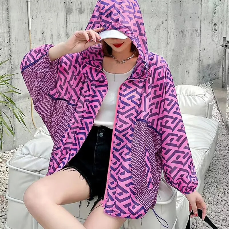 

Sun Protection Clothing Women 2023 Summer New Hooded Jacket Thin Coat Female Loose Breathable Casual Tops