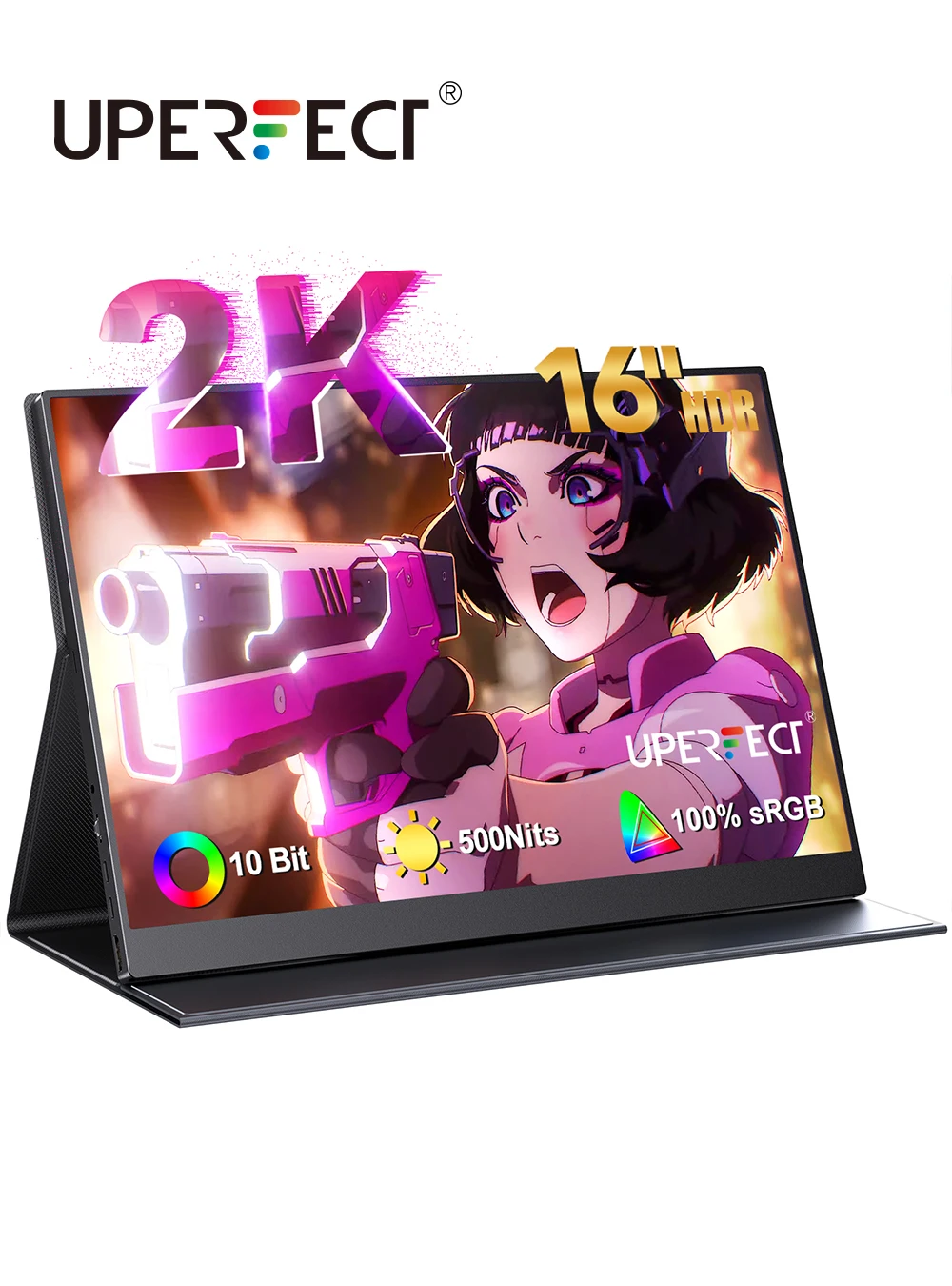 Портативный монитор UPERFECT, 2K, 16 дюймов, 500 нит, 10 бит, 2560 x 1600, IPS-экран, игровой дисплей HDMI Type C для ПК, мобильного телефона, Xbox Switch PS3/4
