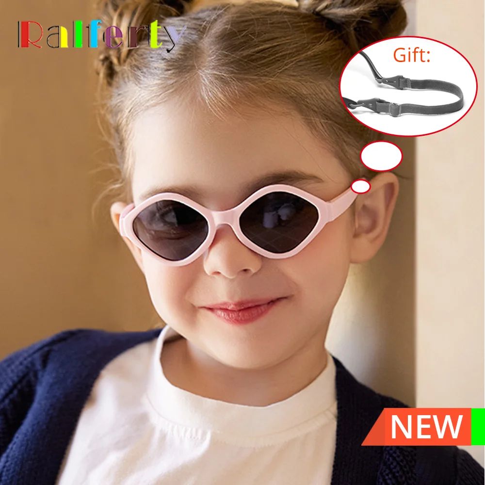 Ralferty 0-3 Year Retro Diamond Kids Sunglasses Child Baby Pink Anti-glare Eyepieces Polarized Sunglasses Infant Summer