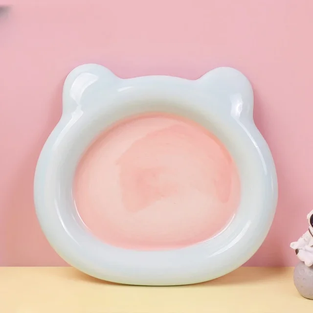New Cat ceramic bowl cute weet cat food bowl large caliber anti knock home aesthetic decoration desktop ornament display plate 5