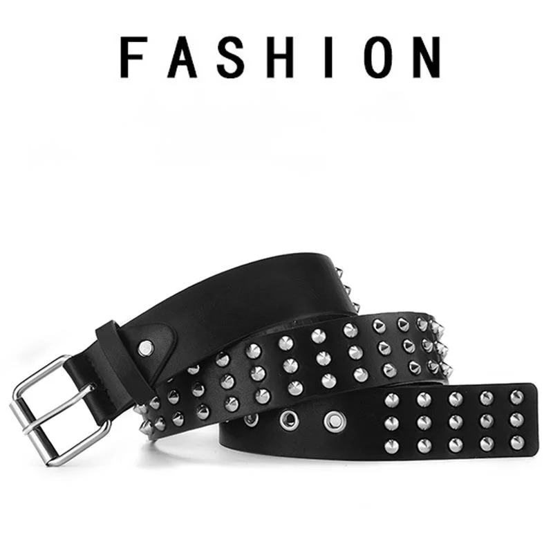 Nouvelle ceinture de la série Punk Fashion Rivet Ceinture décorative pour pantalon Ceinture tendance décontractée européenne et américaine Boucle à aiguille pour femme_voghion.com