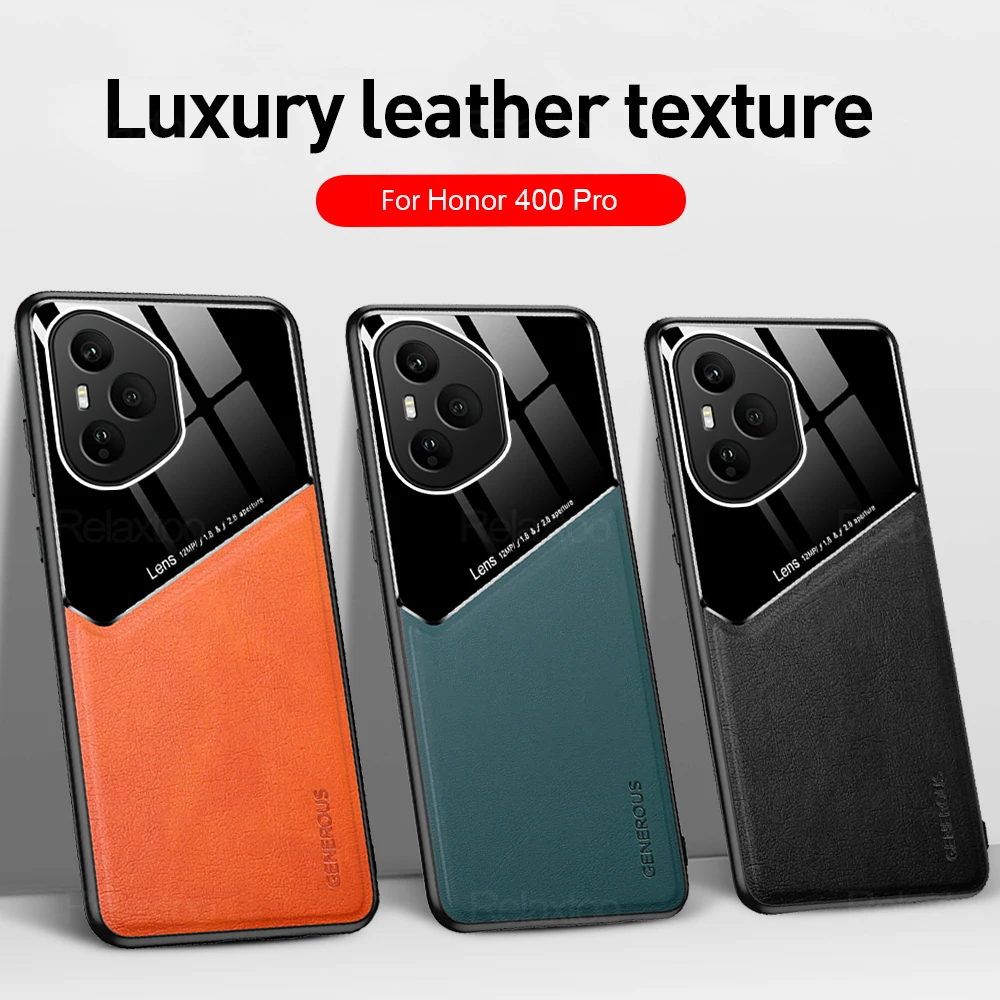 Luxury Car Magnetic Holder Leather Back Cover - Soft Bumper Shockproof Coque
