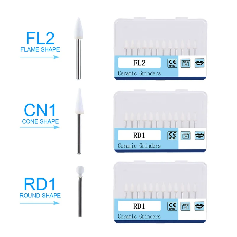 12Pcs/Pack Dental White Stone Polishers FG Polishing Kit Handpiece Burs
