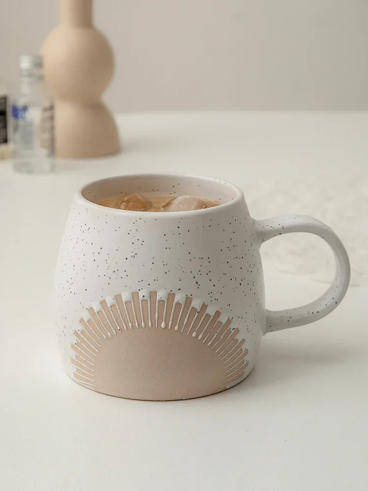 450ml Ceramic Mug Sesame Glaze Large Belly Cup Ins Embossed Crown Coffee  Mugs Matte Breakfast Milk Cups Couple Water Cup Gift - AliExpress 15