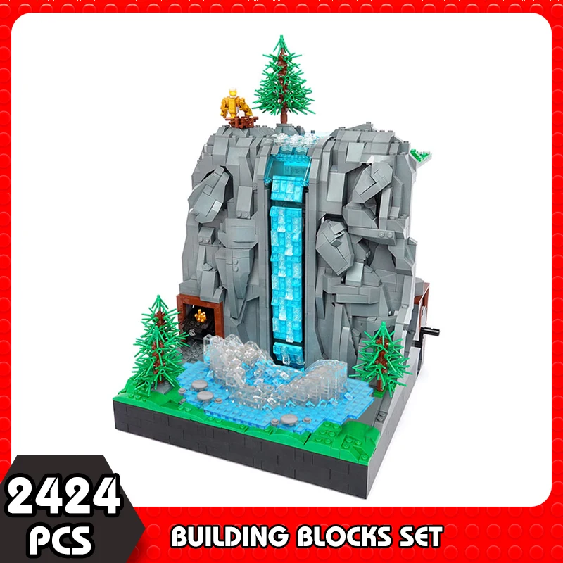 Moc Zeldaed Mobile Work Waterfall Rockied Mountains Building Blocks Set Scene Di Gioco Wind Wakered Bricks Toys Gifts