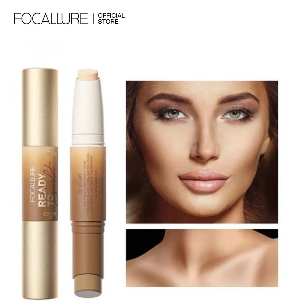 FOCALLURE2In1MatteBronzerHighlighterStickLongLasting