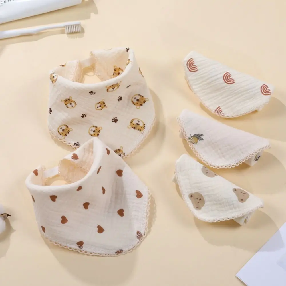 Cotton Baby Feeding Drool Bibs Soft Snap Button