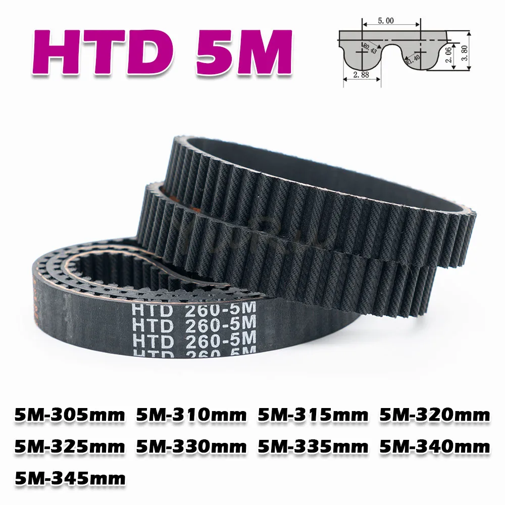 HTD 5M Gummi-Zahnriemen mit geschlossenem Regelkreis HTD5M 305 310 315 320 325 330 335 340 345 mm Breite 10 ~ 50 mm Getriebe CNC-Antrieb – Detail 8
