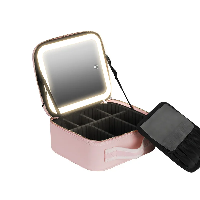 Smart LED Cosmetic Case with Mirror Cosmetic Bag Travel Makeup Bags for Women Fashion Portable Storage Bag Travel Makeup Bags 6
