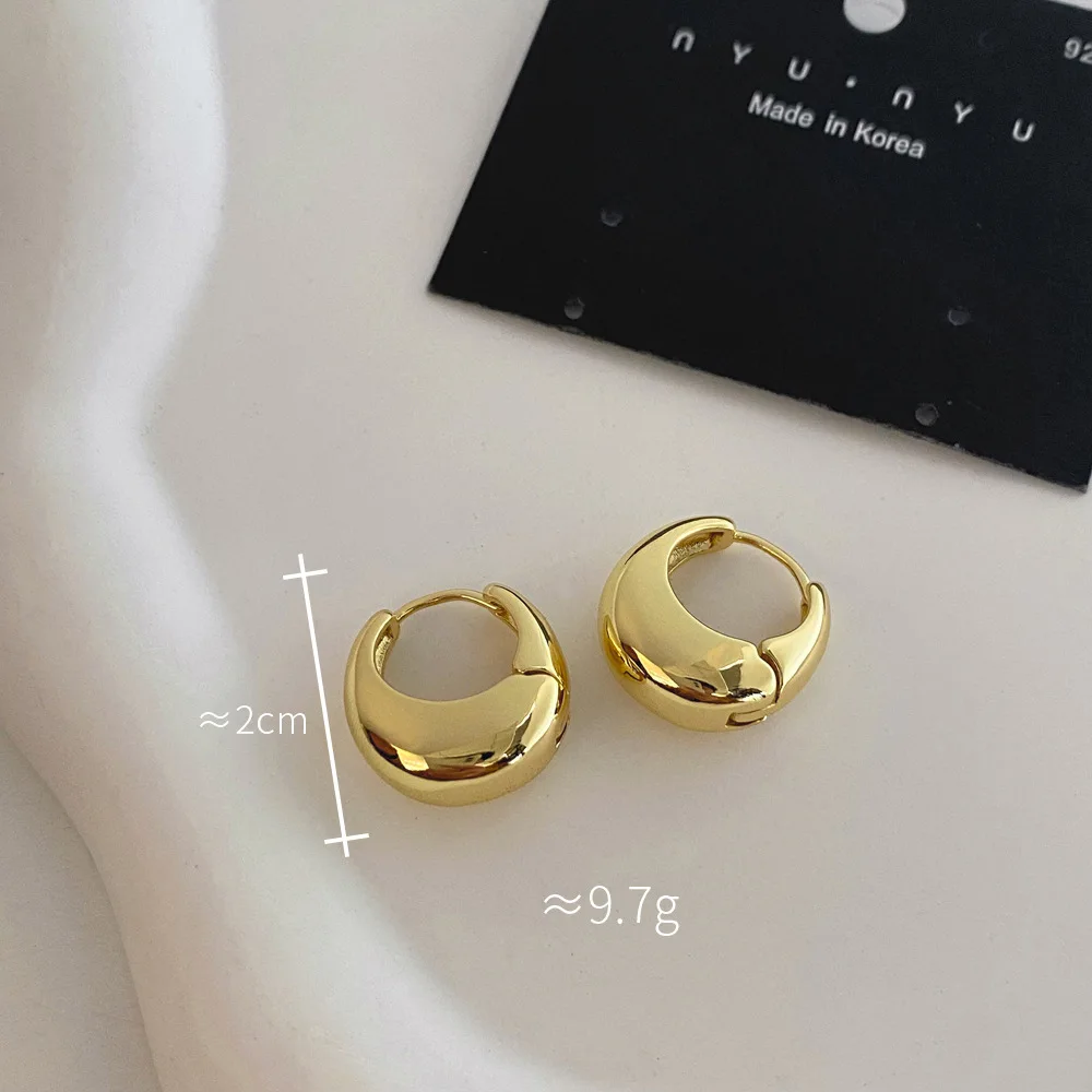 925 Sterling Silver Smooth Gold Round Chunky Hoop Earrings for Women Round Circle Earrings Jewelry Prevent Allergy Party Gift silver hoop earrings silver earrings hoop earrings womens earrings gold earrings