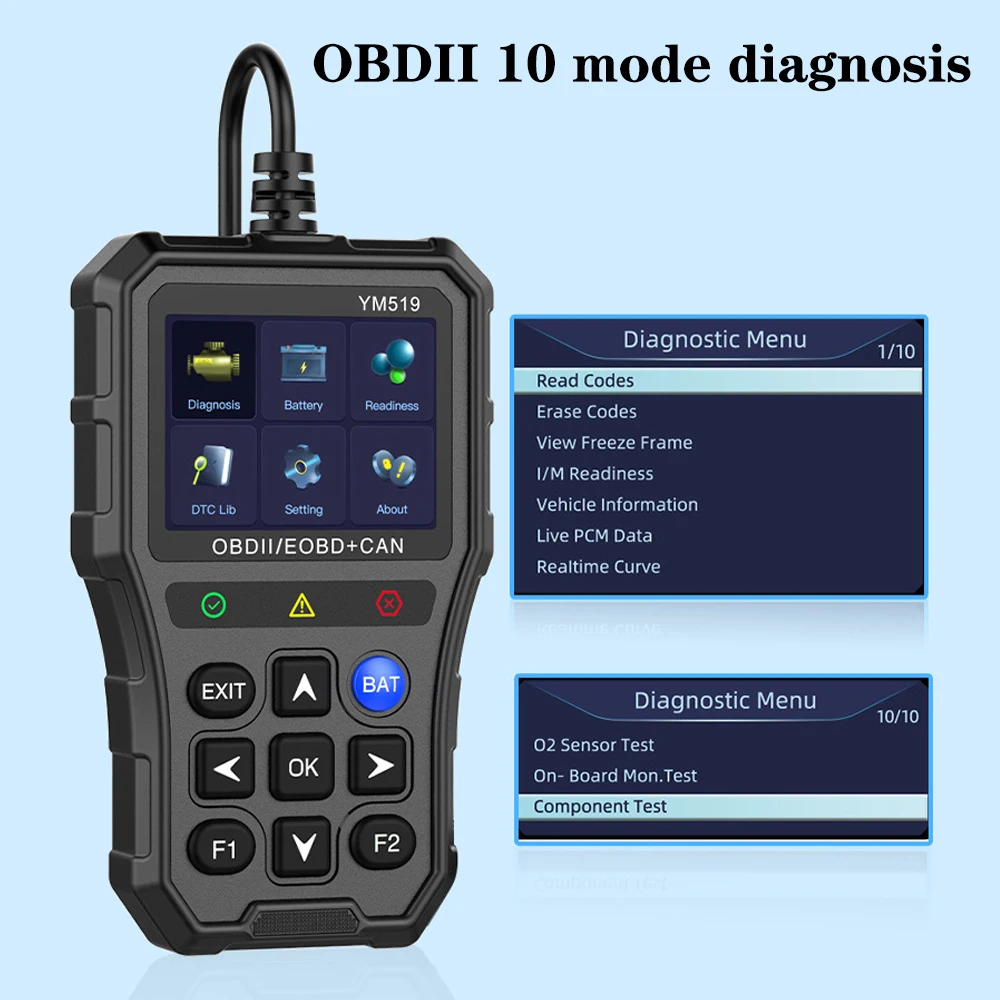 YM519 Check Engine System OBD2 Code Reader Multi-language Code Reader Battery Tester Fault Code Scanner Car Diagnostic Tool 4