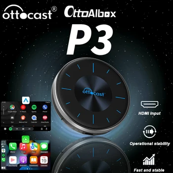 Ottocast P3 AI Box inalámbrico CarPlay Android Auto adaptador HDMI Multimedia Video convertidor TV Stick Game Box para Netflix 1