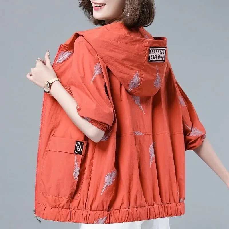 

Women Jacket Ice Silk Sunscreen Clothes Women's Coat 2023 Summer New Thin Ventilation Cardigan Long Sleeved Hooded Coats