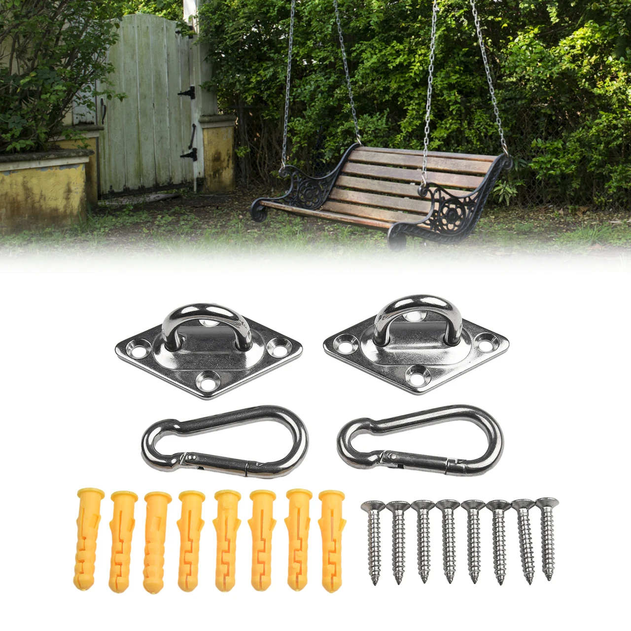

Accessories Ceiling Hanging Hook 8 X Expansion Tubes 8 X Screws Chair Silver Stainless Steel Swing Tool 2 X Door Buckles