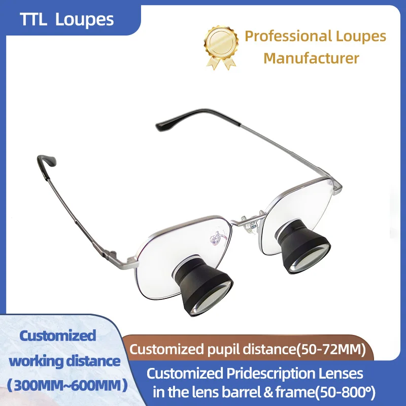 TTL2.5X Loupes Ultralight Titanium Frame Through The Lens Dental