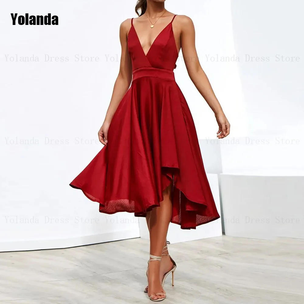 

A-line Evening Dresses Spaghetti Strap 2024 New Design Draped Pleat Open Back Sleeveless Party Dress Anke Length Robe de soirée