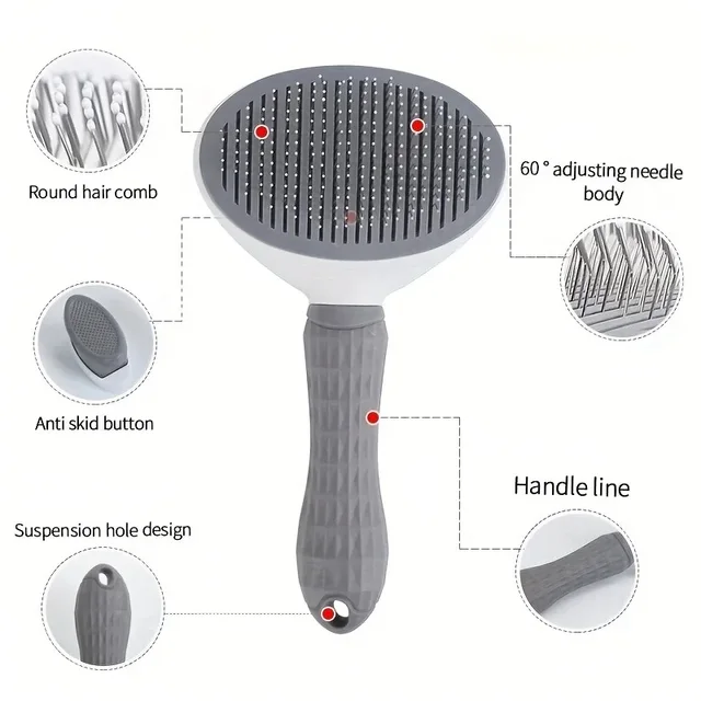 Pet Hair Remove Comb Self-cleaning Cat Slicker Brush Pet Waste Hair Comb For Cats Grooming Brushes Dog Combs Cat Accessories 2